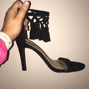 Qupid Tassel Heeled Sandals